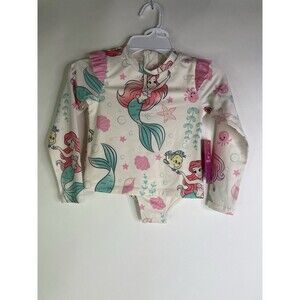Disney Little Mermaid Ariel Rash Guard Long Sleeve Swim Set Swimwear Girls Sz 5
